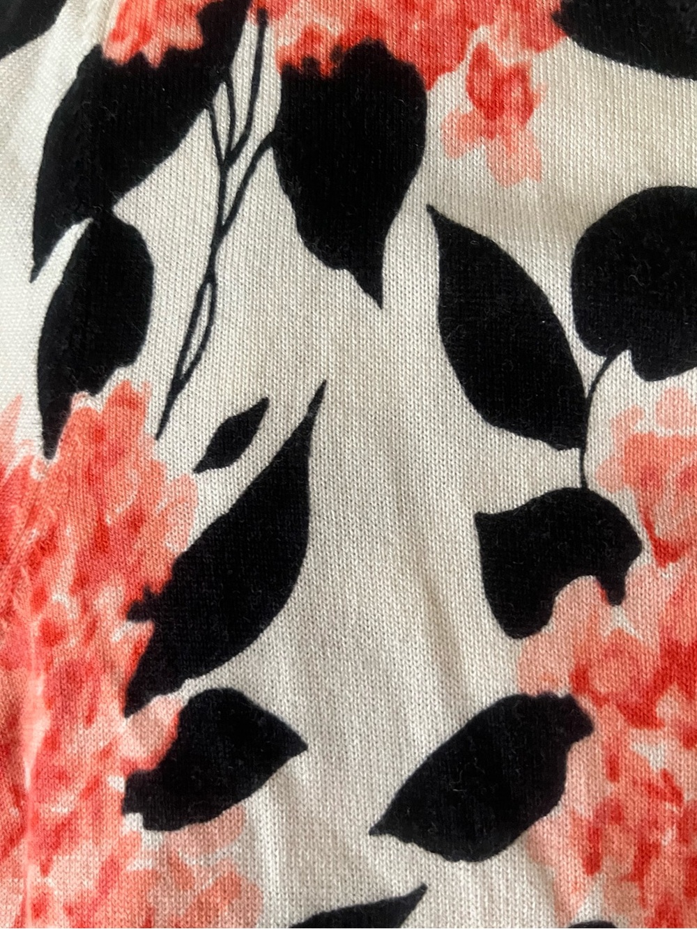 Talbots White Cardigan with Coral and Gray Floral Print - Picture 3 of 5